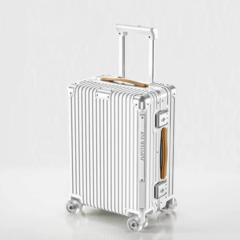 

Square Aluminum Frame Carry On Luggage 20 18 Inch Spinner Suitcase Silent Wheels TSA Lock Durable Travel Case Horizontal Stylish