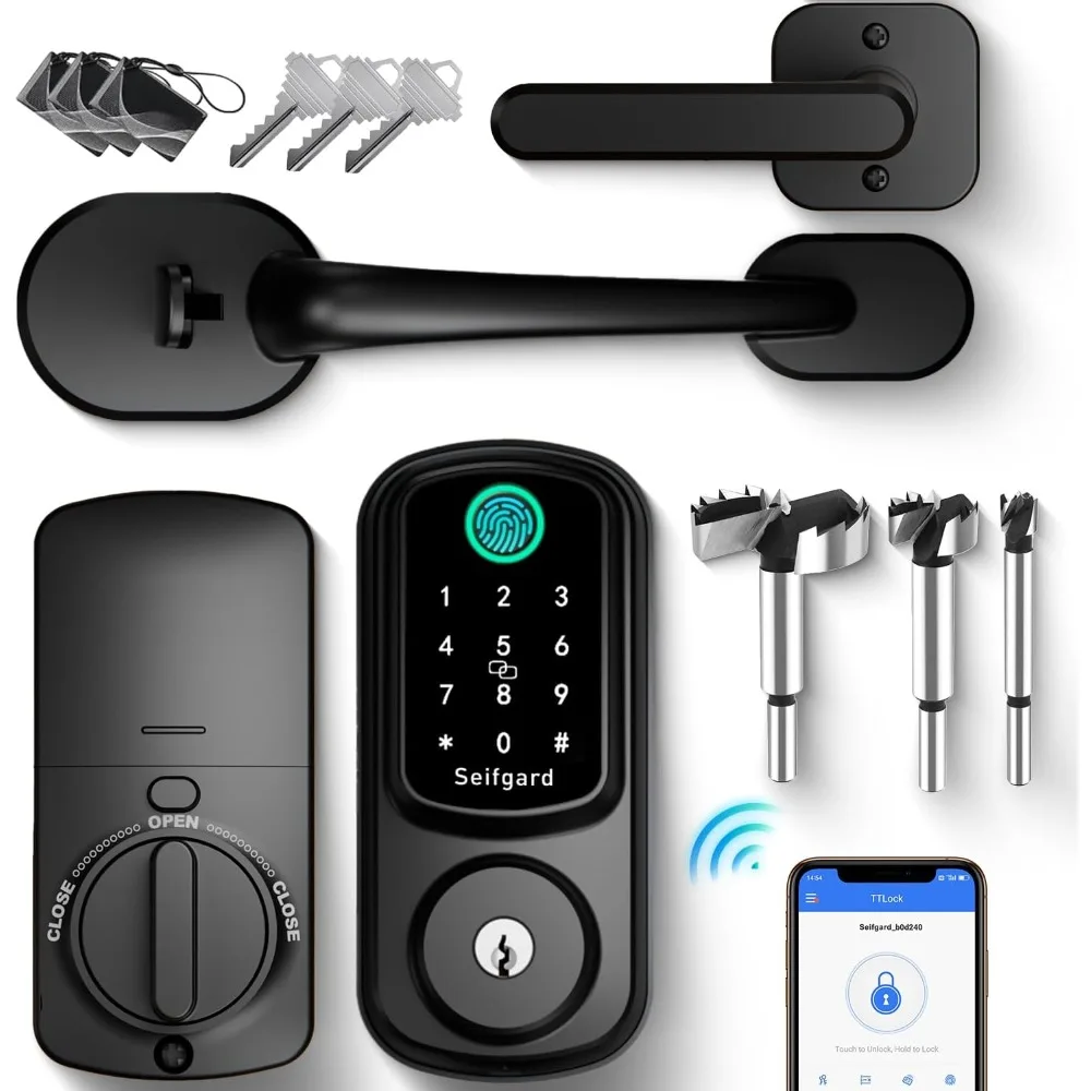 

Замок входной двери без ключа с набором ручек, умный дверной замок для входной двери с деревообрабатывающей дрелью с плоским крылом, электронная клавиатура Dead