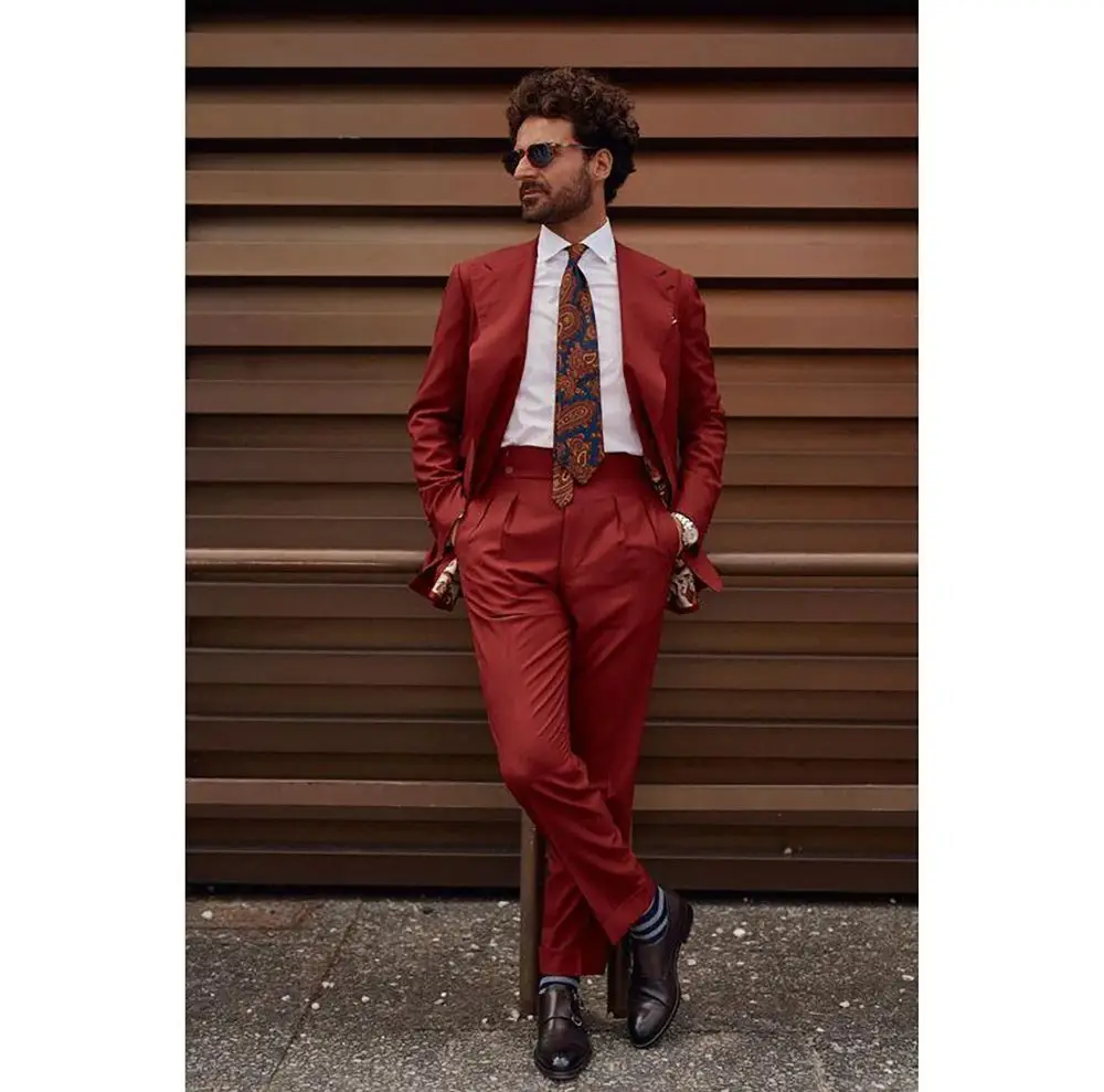 

Elegant Double Breasted Men Suit Two Pieces(Jacket+Pants) Lapel Outfits Chic Casual Party Prom Wedding Set