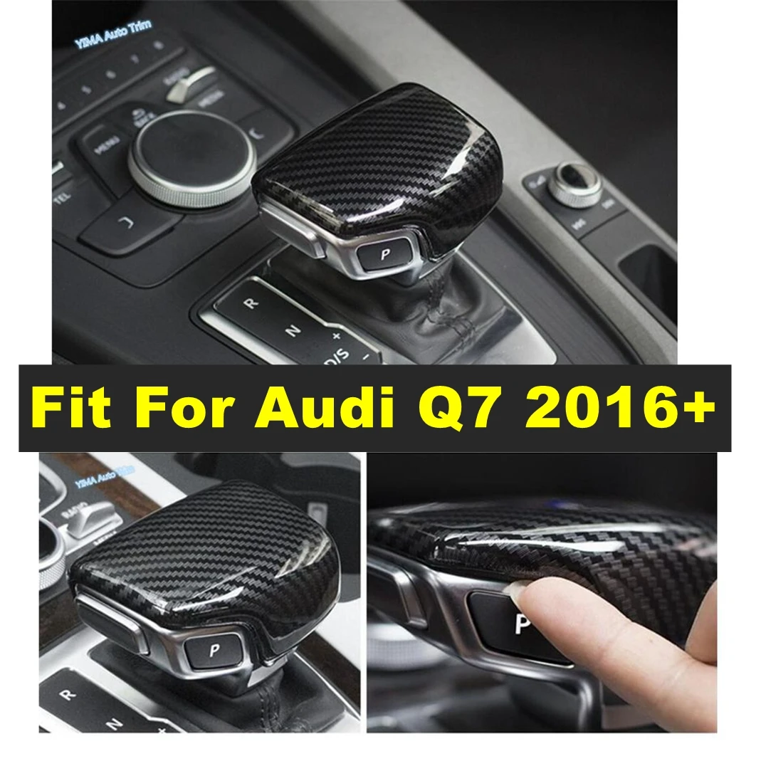 

Carbon Fiber Car Styling Print Gear Shift Gearshift Knob Cover Molding Trim Fit For Audi Q7 2016 - 2019 Car Interior Accessories