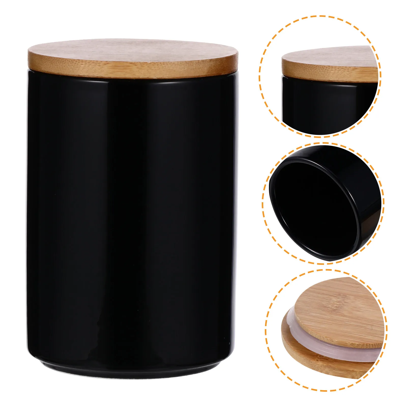 1Pcs 900Ml Premium Ceramic Storage Jar with Bamboo Lid Airtight Moistureproof Food Container for Grains Tea Coffee Sugar Spices