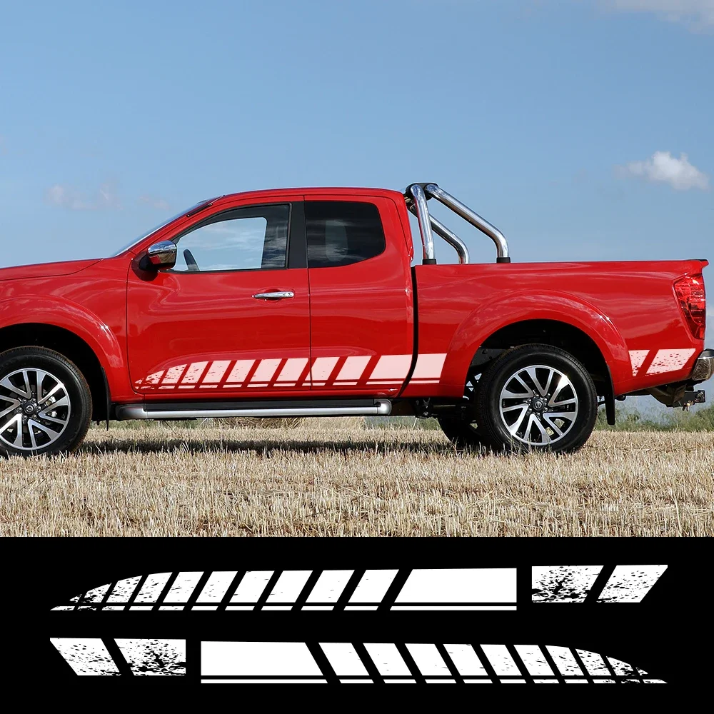 2PCS Car Side Door Sports Stripe Graphic Stickers Vinyl Body Decoration Decals Styling Accessories For Nissan NAVARA d21 d22 d40