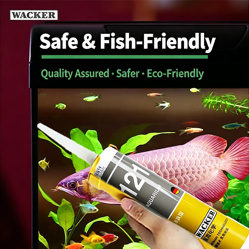 Wacker 121 Professional Grade Aquarium Silicone Sealant High Curing Acetic Silicone Rubber for Fish Tanks Water-Proof