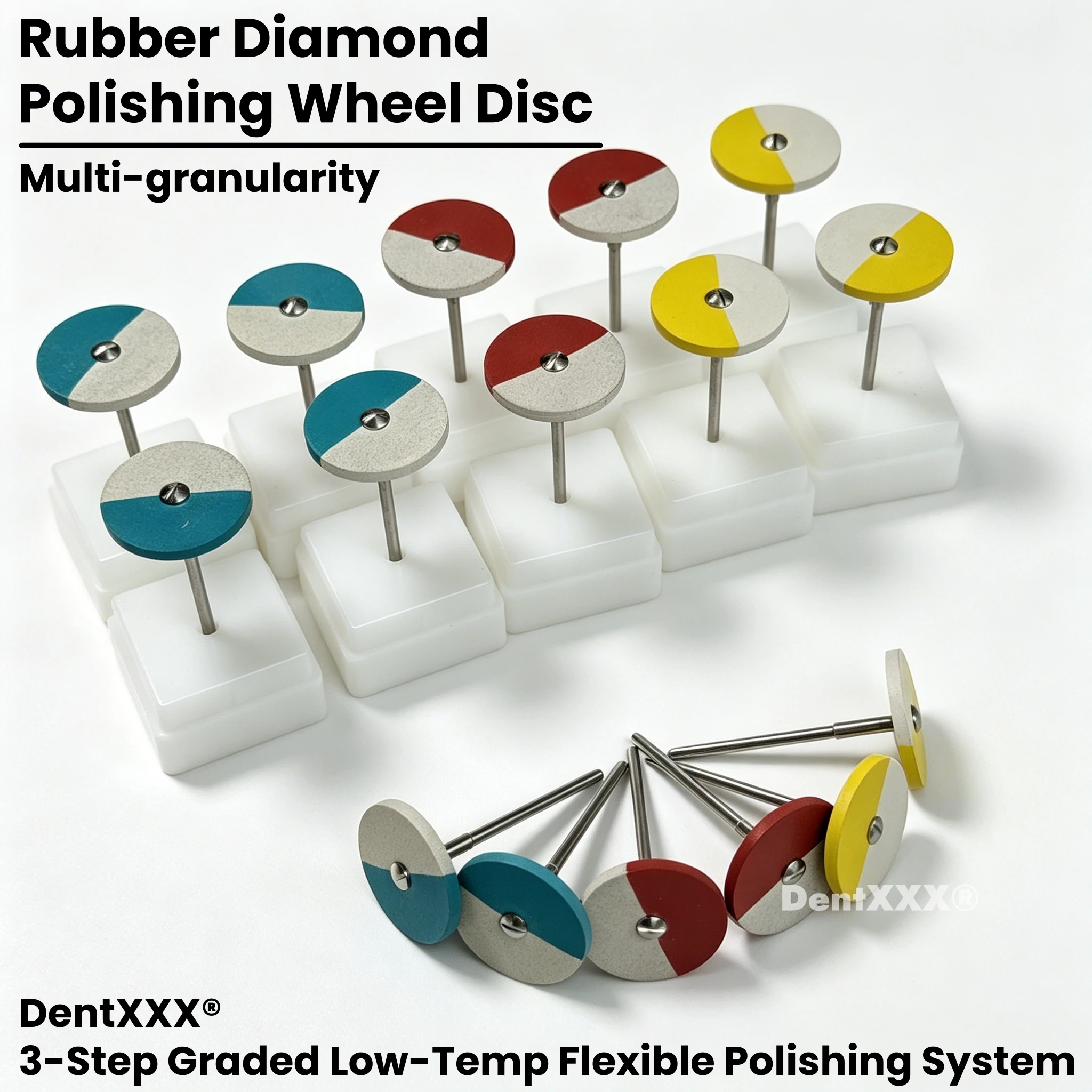 Buy 6 Get 2 Free Diamond Rubber Polishing Wheel Disc, Dual-Color Polishing Disc, Suitable for Porcelain Metal Head Polishing