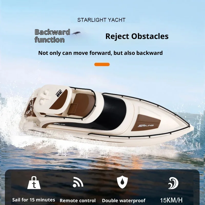 Starlight Barca telecomandata ad alta velocità Yacht giocattolo elettrico Modello di ricarica wireless Nave per ragazzi Divertimento sportivo acquatico