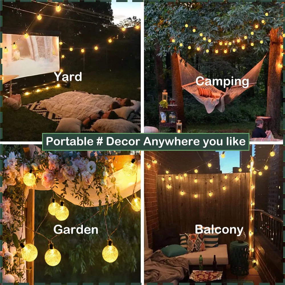 22 メートル 200 LED ストリングライト屋外ソーラーフェアリーライト IP65 防水ガーランドクリスマス装飾ウェディングランプガーデン