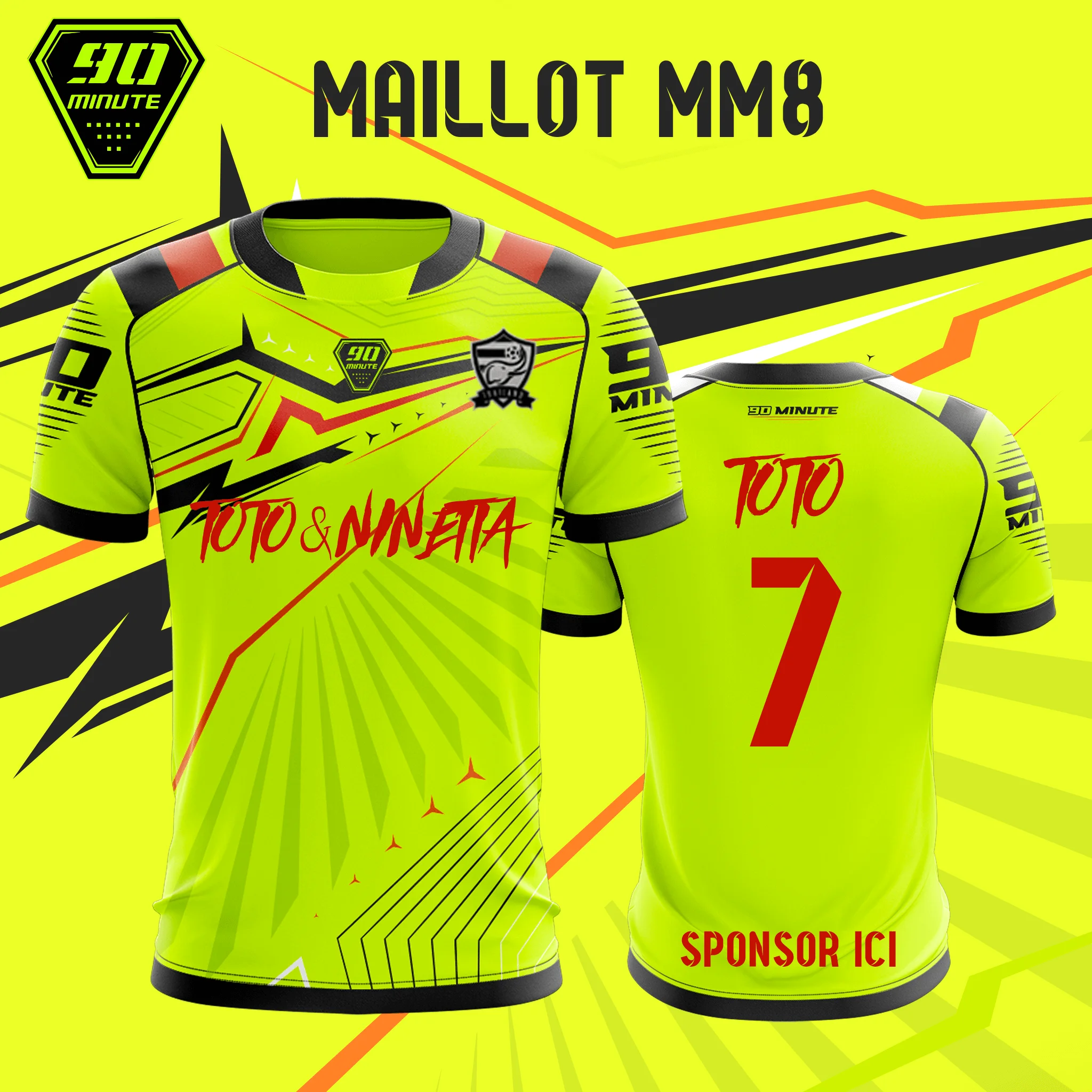 

JUL Football Shirt Men's Summer 90 Minutes Series MM8 Outdoor Sports Quick-drying Jersey Fitness Training O-neck T-shirt T-shirt