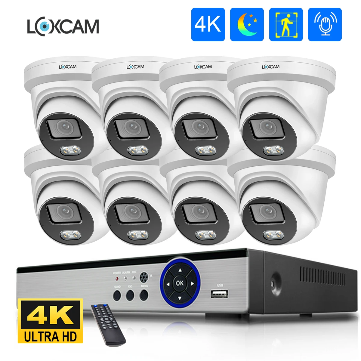 H.265 4K POE CCTV System 8CH 8MP NVR Kit 5MP Metal Indoor Outdoor Color Night Security Audio Camera Video Surveillance Set Xmeye