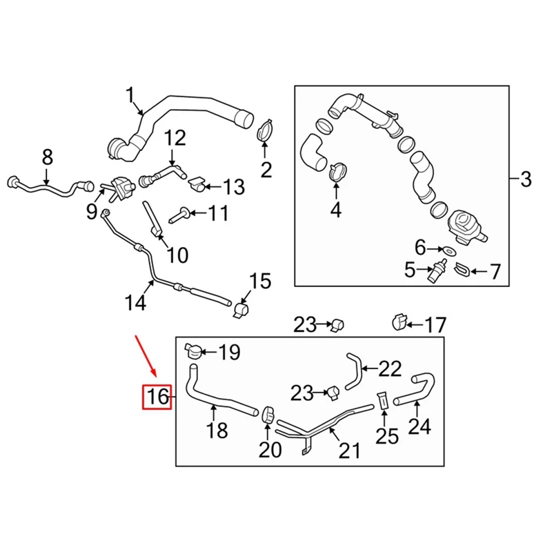 95B122447,95B122447E Engine Coolant Reservoir Hose Parts For Porsche Macan 95B 2014-2018