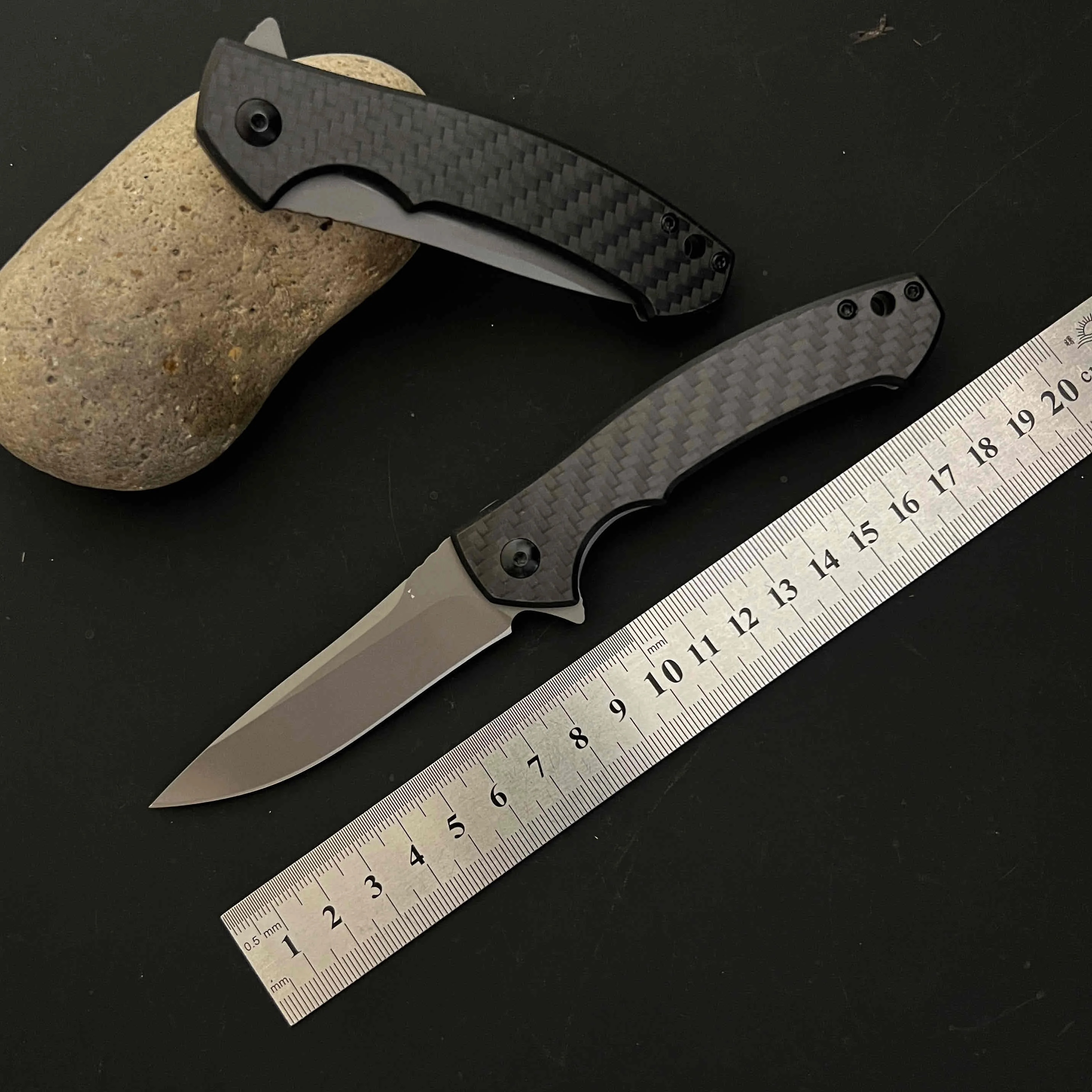 

7-inch 0450cF7 inch 440C steel carbon fiber handle for outdoor camping EDC folding small knife self-defense tool