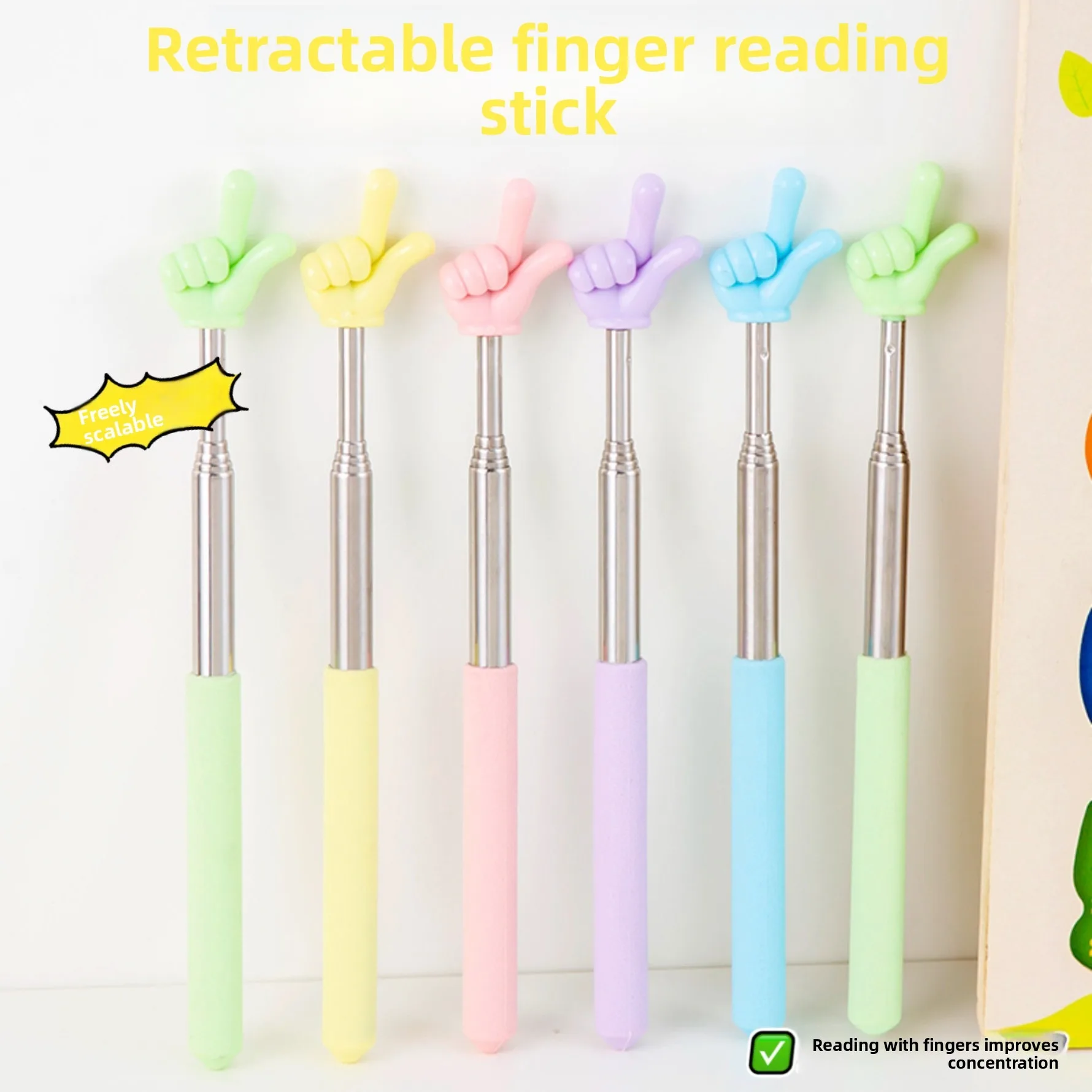 Cute Retractable Command Baton Telescopic Hand Pull Stick Party Activity Director Wand Portable Cartoon Pointer