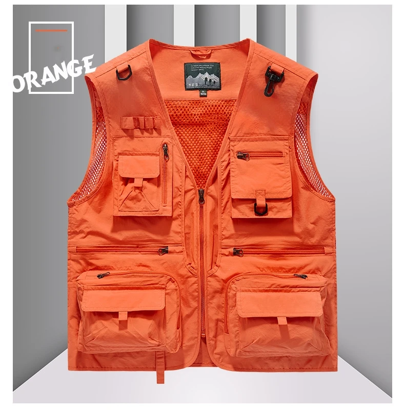 FGKKS Herren-Weste mit mehreren Taschen, atmungsaktive Outdoor-Angelweste für Herren, hochwertiges Design, Freizeit-High-Tech-Herrenjacke – Detail 10