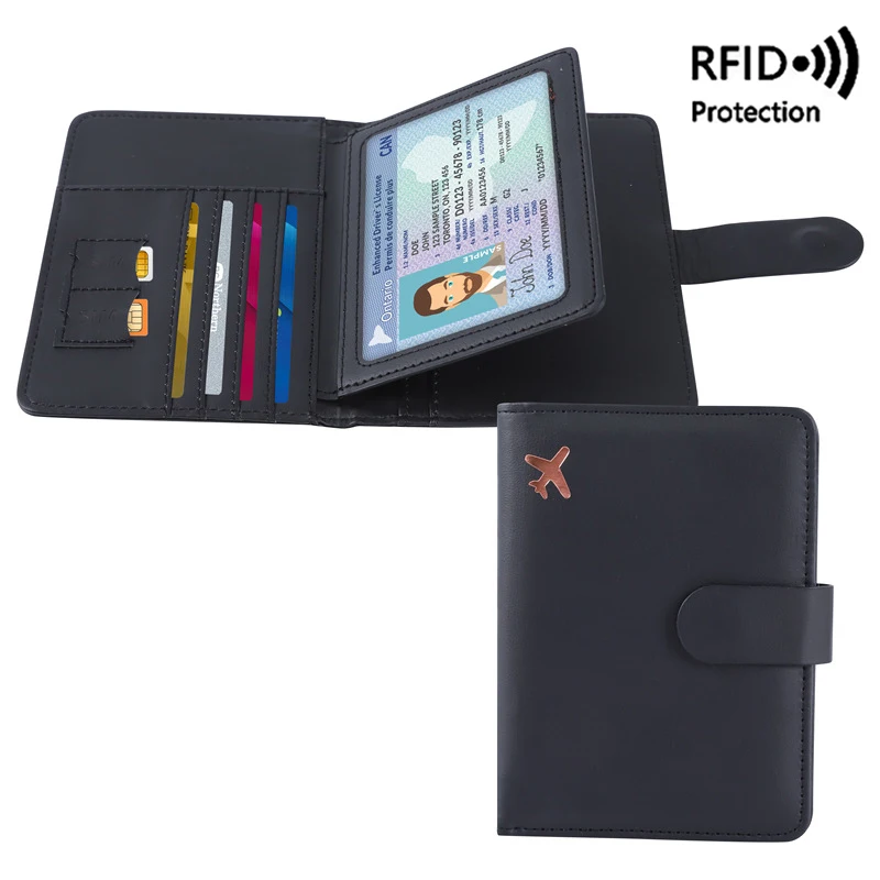 RFID Anti-theft Travel Passport Holder Case PU Leather Credit Card Wallet Passport Bag for Men and Women Travel Accessories