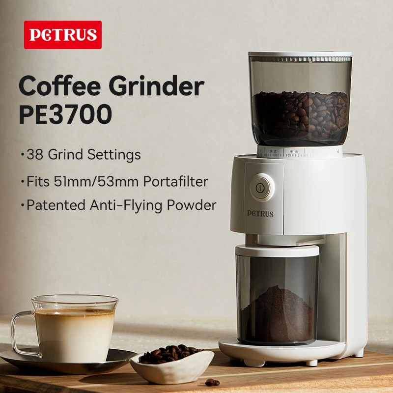 Molinillo de café Petrus con 38 ajustes precisos, molinillo de muelas cónicas para Espresso/Drip/Pour Over/Cold Brew/French Press PE3700
