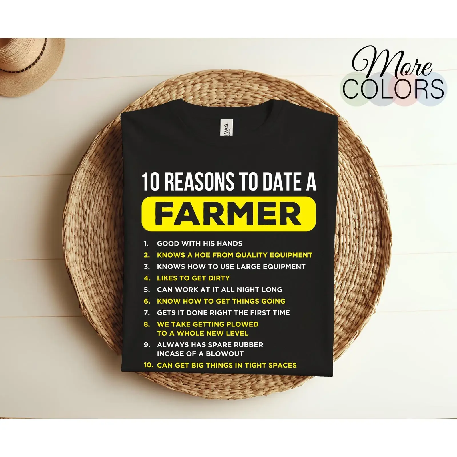 10 Reasons To Date A Farmer Funny T Shirt Farm Life Farming for Farmers Birthday Present Cattle Rancher Agricultural vintage