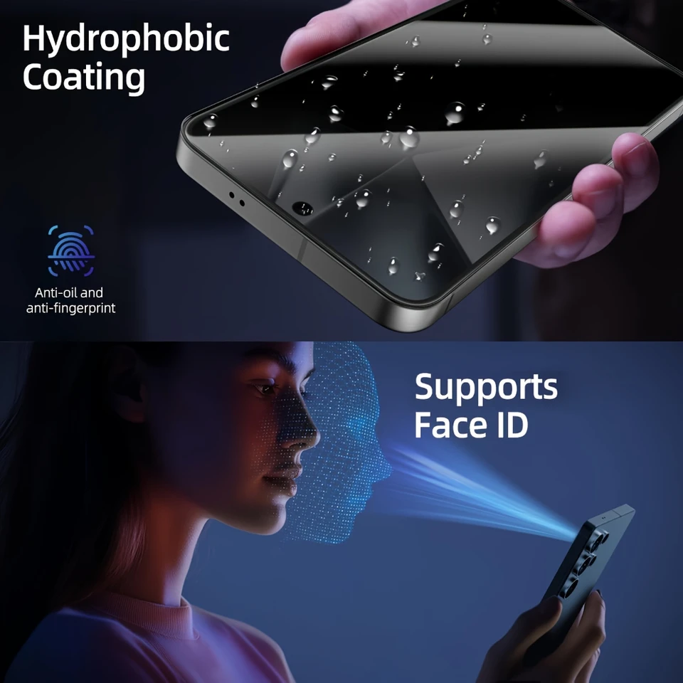 NNBILI 1 pieza de vidrio templado de privacidad para Samsung Galaxy S26 Ultra S24 S25+, con desbloqueo por huella dactilar, protector de pantalla antivista 5