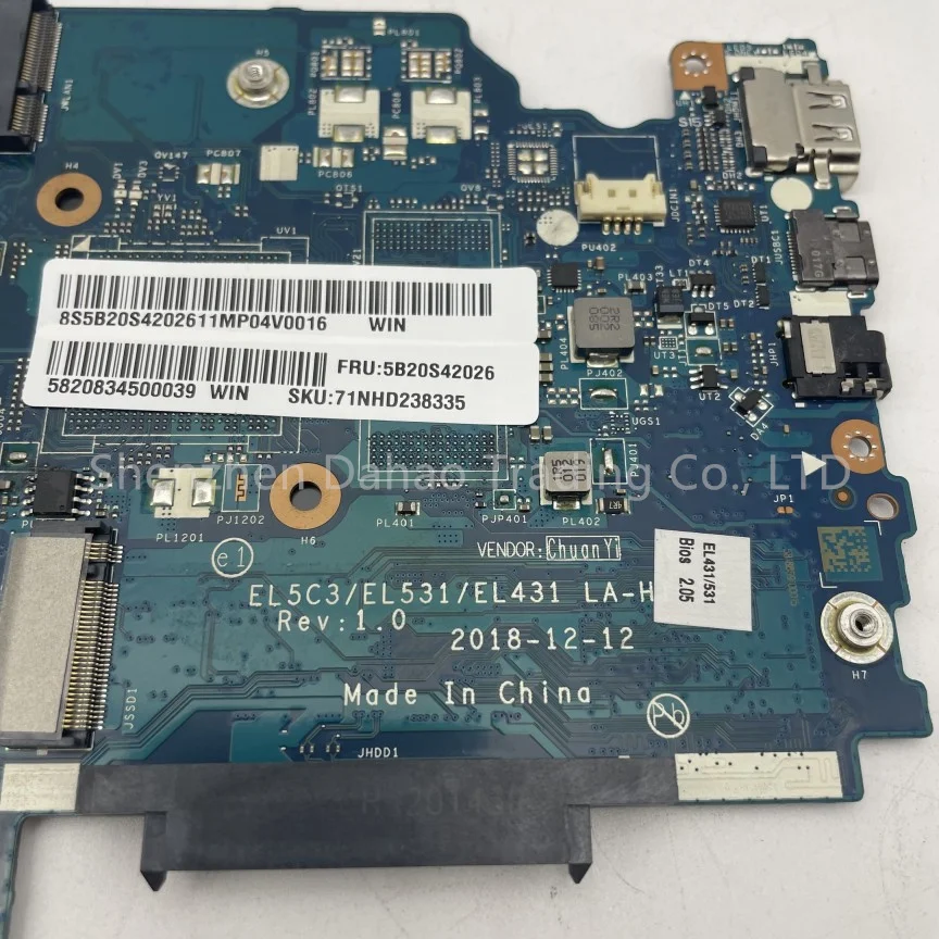 Imagem -02 - Placa-mãe Portátil para Lenovo Ideapad El5c3 El531 El431 La-h101p Lenovo Ideapad S34014iwl S340-15iwl 5405u i3 i5 i7 Cpu 4gb de Ram