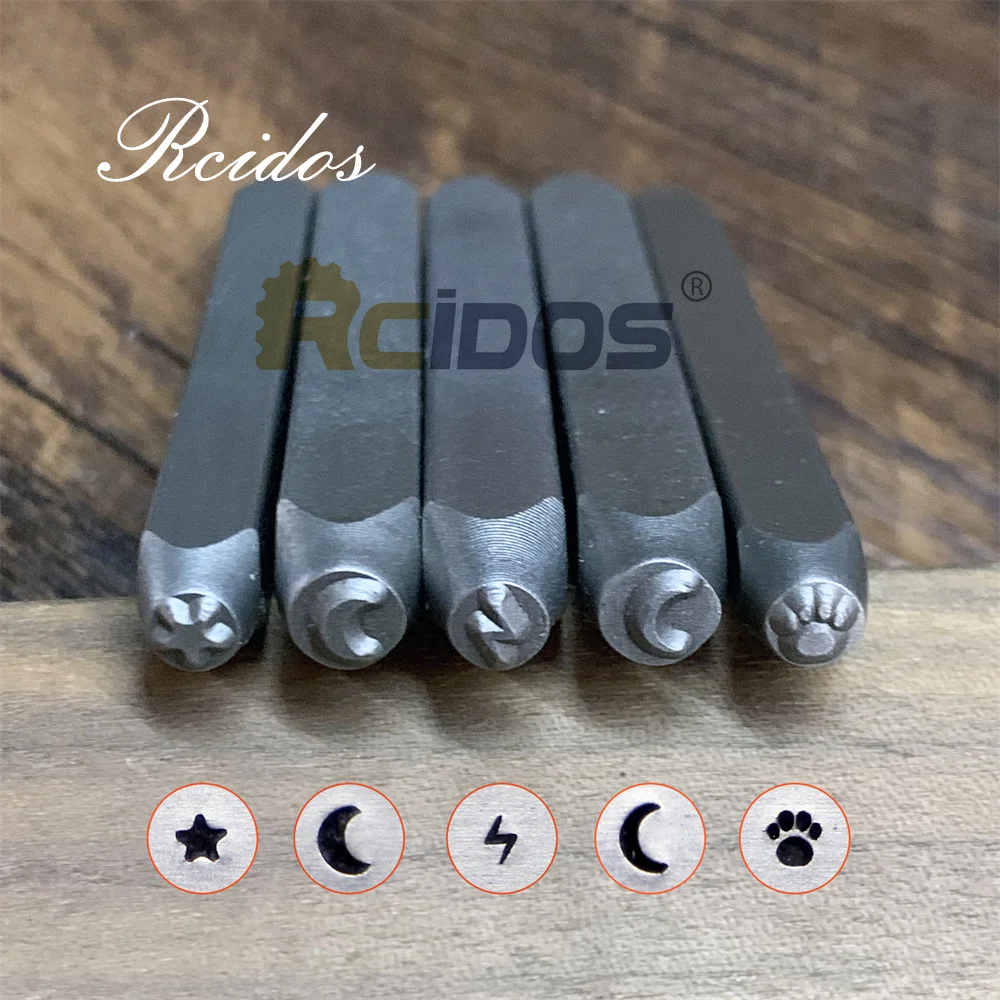 3/4MM Feet Star Lightning Moon Phase Signature Design Stamps,RCIDOS DIY Bracelet/jewelry symbols steel stamp,1pcs price