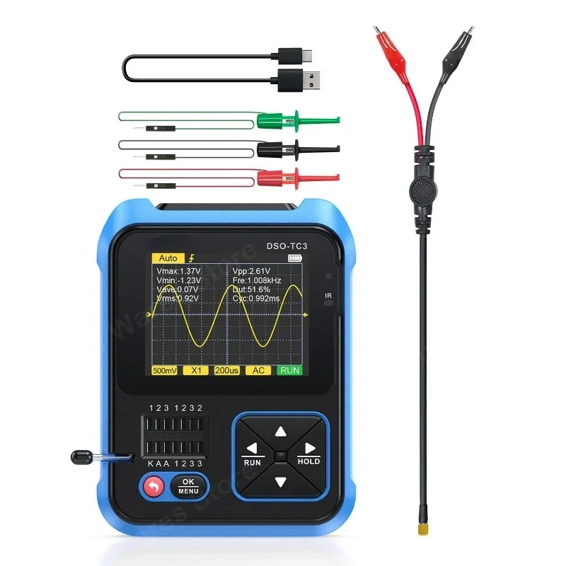 500KHz 10MS/s Transistor Tester Function Diode Signal Generator 3-in-1 Multi-function DSO-TC3 Digital Oscilloscope