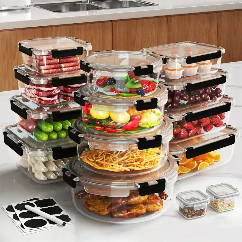 

28pcs BPA-Free Glass Food Storage Containers with Flip-Top Lids - Airtight & Leakproof Suitable for Microwave & Freezer Safe, St