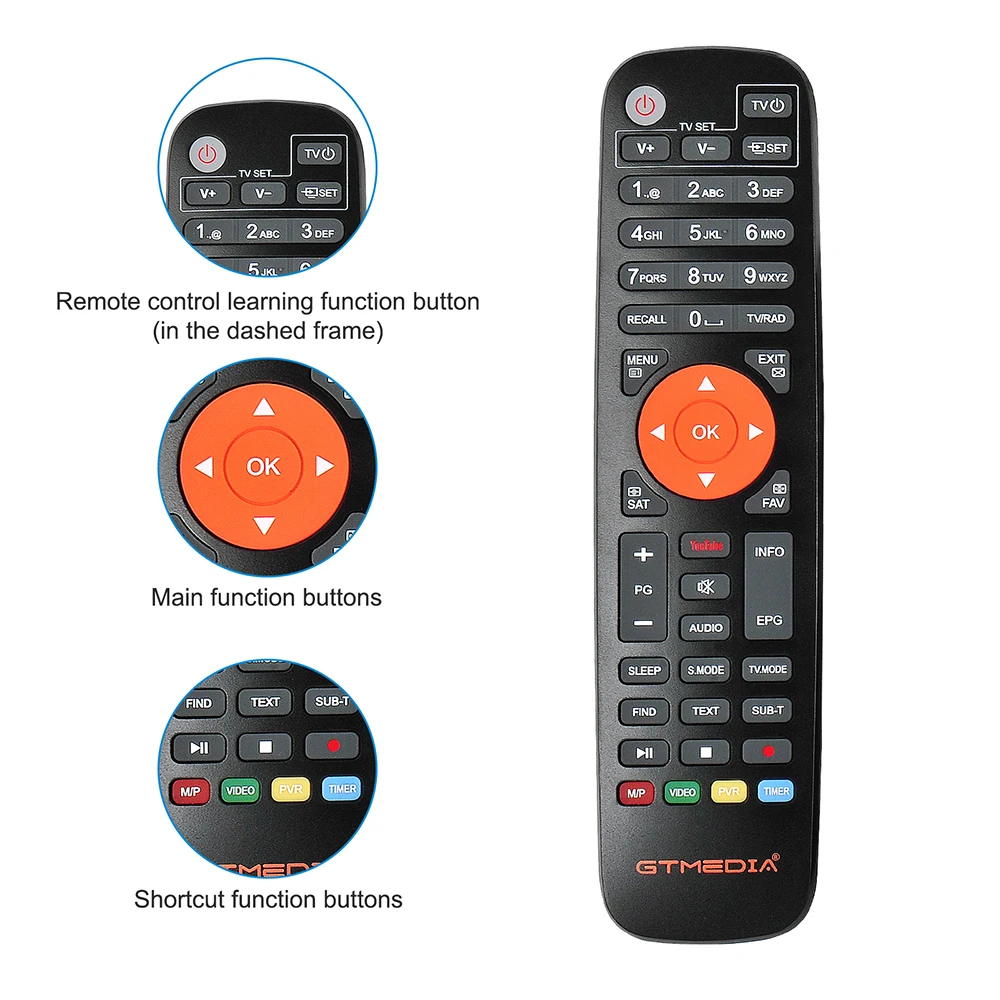 GTMEDIA الإصدار الجديد IR V7/V8 جهاز التحكم عن بعد استقبال التلفزيون التحكم عن بعد لـ Gtmedia V7 S2X V7 Pro V7 TT TV استقبال صندوق التلفزيون