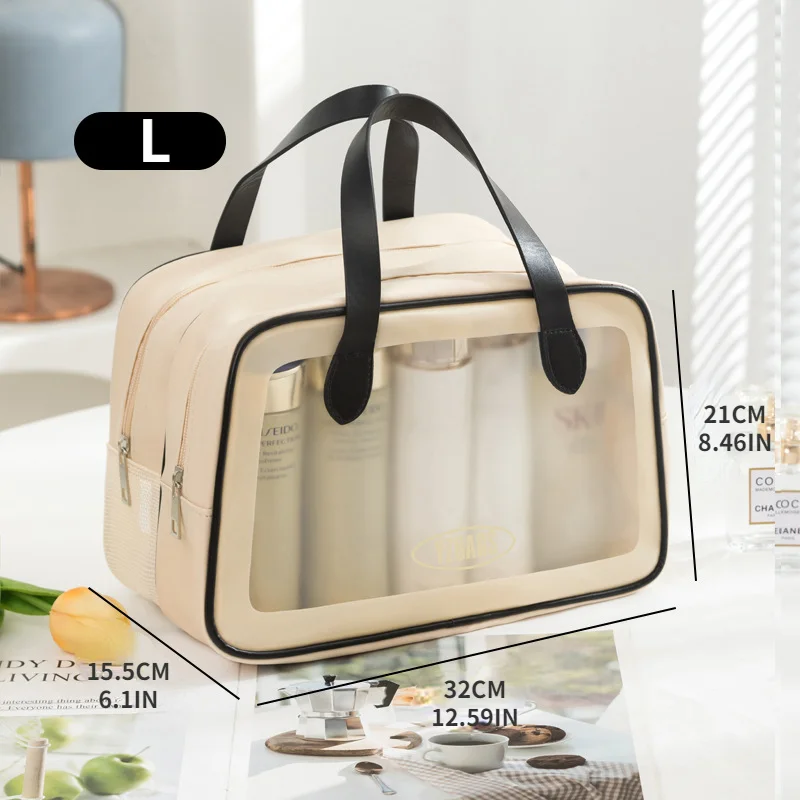 Borsa per il trucco di grande capacità da donna borsa per il trucco di nuovo stile di separazione bagnata asciutta borsa elegante portatile