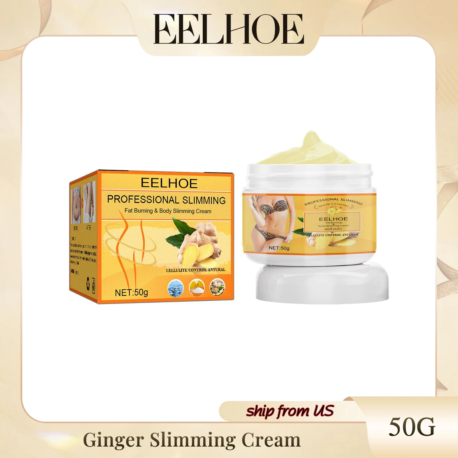 Eelhoe Ginger Massage Cream Moisturizes Skin To Prevent Fat Accumulation Firming And Toning Up Body Abdominal Massage Cream