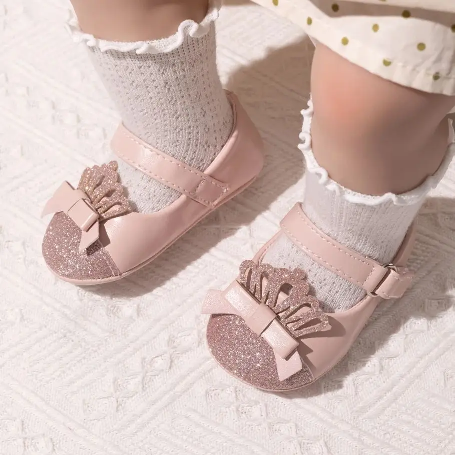 KIDSUN-zapatos de vestir informales para niña recién nacida, zapatos antideslizantes de cuero PU para fiesta, boda, Princesa, 0 a 18 meses,