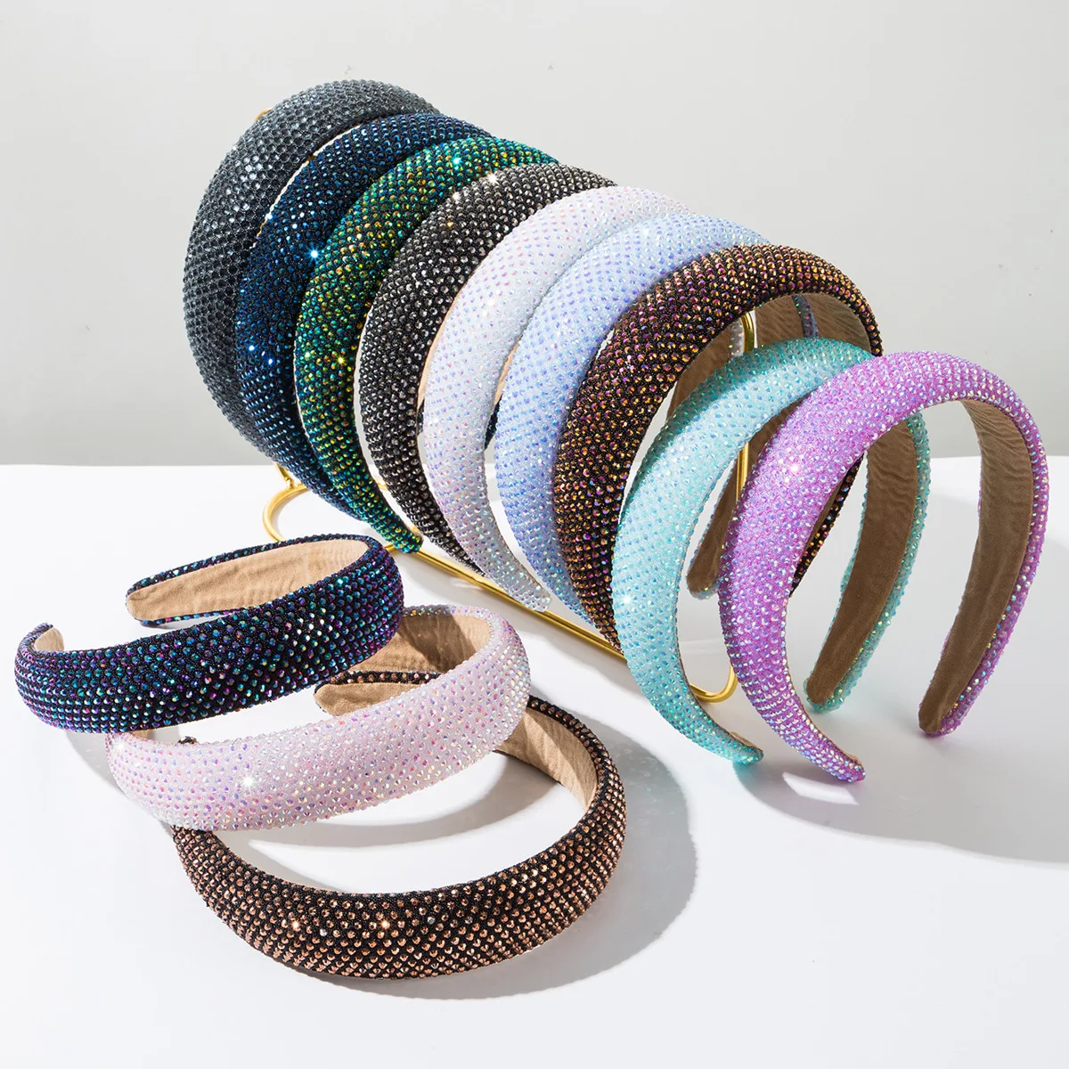 2024 New Sponge High Cranium Hair Accessories Heavy Industry Full Diamond Super Flash Gypsy Temperament Versatile Going Out Pres
