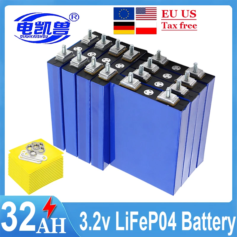 

3.2V 32Ah battery pack LiFePO4 phosphate 32000mAh 4000 cycles for 4S 12V 24V Motorcycle Car motor batteries modification Stud