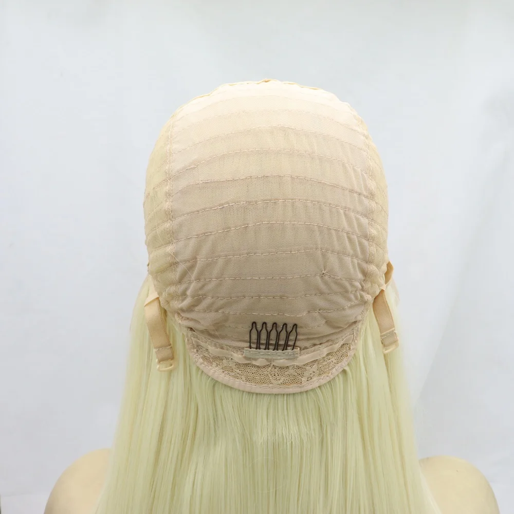 Wig rambut sintetis bahan baku 13*1 Wig renda kecil tubuh panjang gelombang Mint hijau dengan tahan panas untuk wanita Cosplay