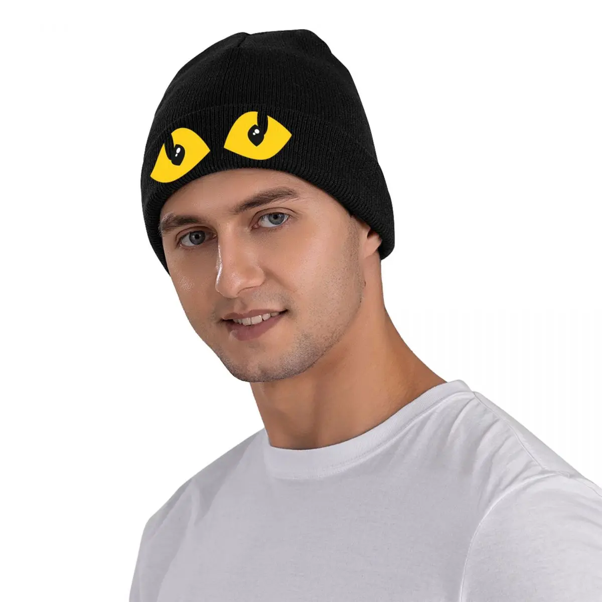 Evil Yellow Eyes Beanie Hats Skullies Beanies Kpop Warm Men Women Caps Winter Pattern Casual Bonnet Hats Gift Idea