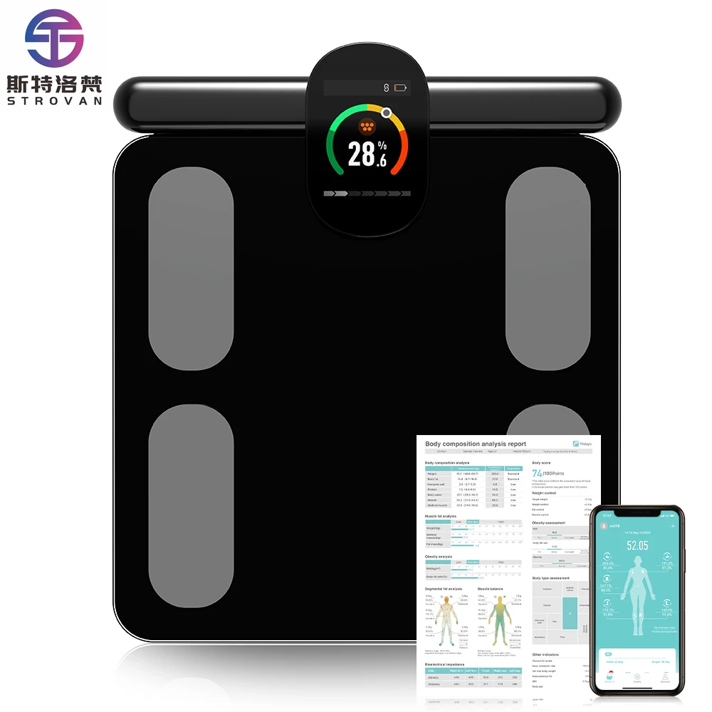 Fashion Digital Bathroom Scale 8 Electrodes 29 Body Composition Measurement Body Weight Muscle Mass High-tech Weighing Scales