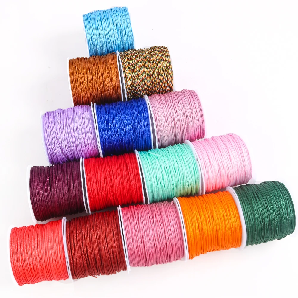 

40m/Roll 0.8mm Coloured Cotton Nylon Cord Beading Cord Diy Braided Bracelet Rope Supplies For Jewelry Accessories Material Rope