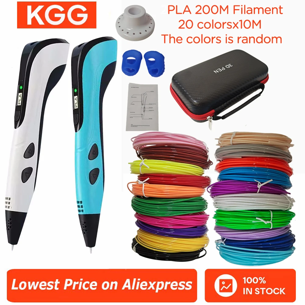 

Kids 3D Printing Pen With LED Screen 100M PLA Power Adapter Travel Box Christmas Birthday Gift 3D Pen Set For Children.