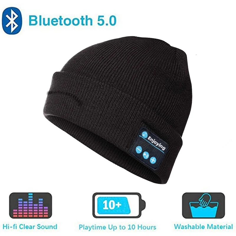 Fone Bluetooth Headphones Winter Warm Beanie Knit Hat Music Wireless Bluetooth Headset Sports Cap Wireless Earphones Hats