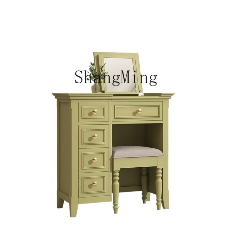

LXY simple dresser pastoral fresh green makeup small storage bedroom mirror integrated cabinet