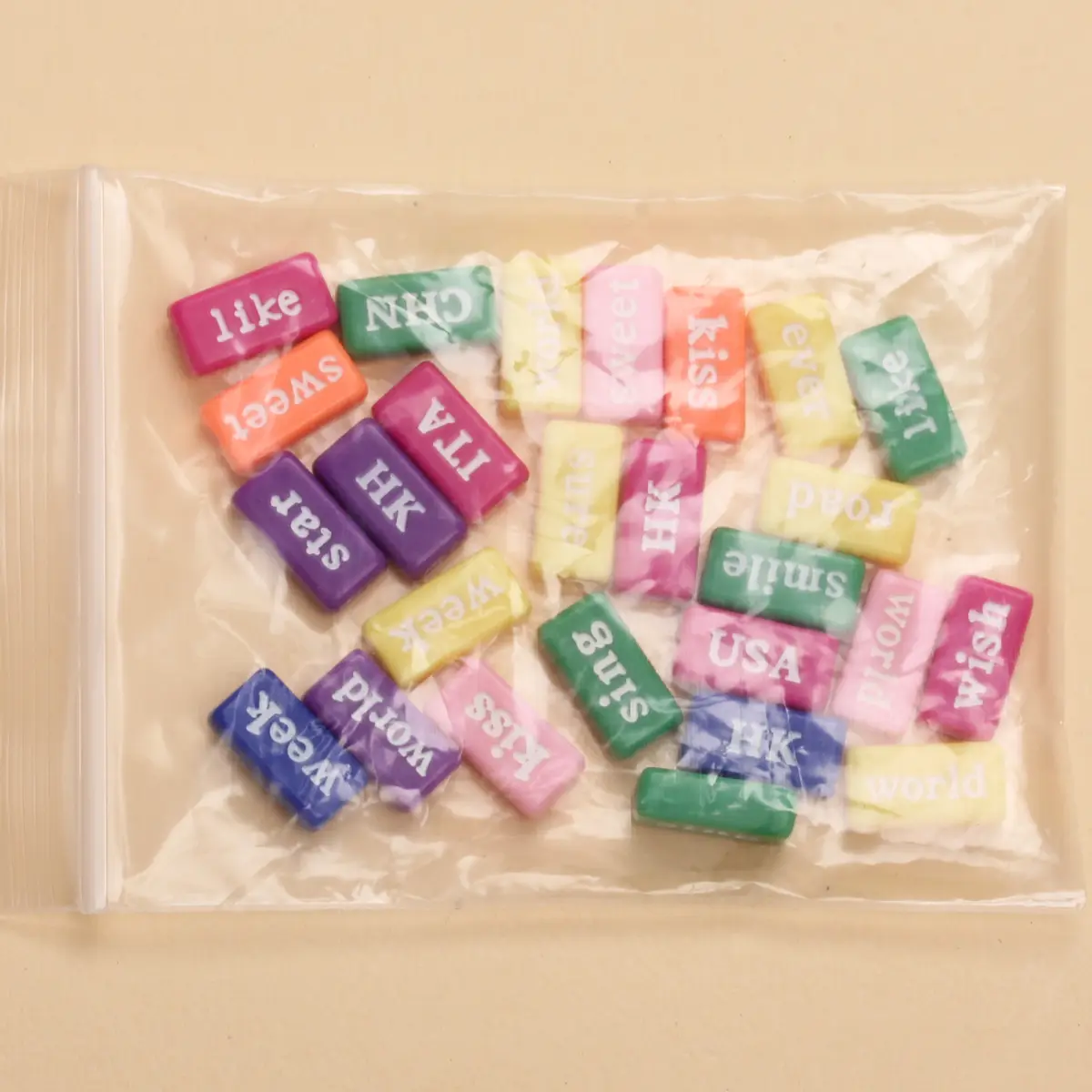 10Pcs 14.5mm English Alphabet Geometry Rectangle Letters Beads Acrylic Plastic Colorful DIY For Jewelry Making