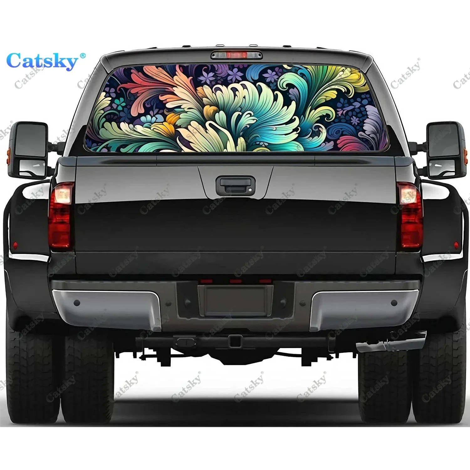 

Abstract Ornamental Floweral Rear Window Decal Fit Pickup,Truck,Car Universal See Through Perforated Back Windows Vinyl Sticker