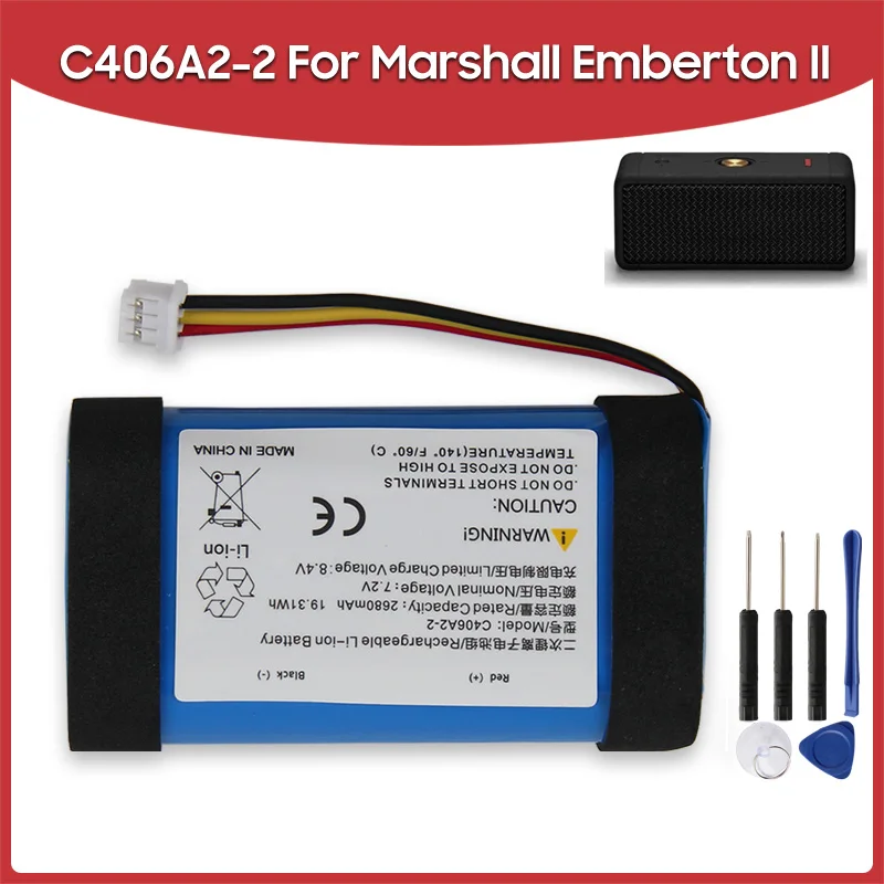 

Сменный аккумулятор C406A2-2 на 2680 мАч для Marshall Emberton II 1Gen 2Gen, уличный Bluetooth-динамик, перезаряжаемые батареи 19,31 Втч