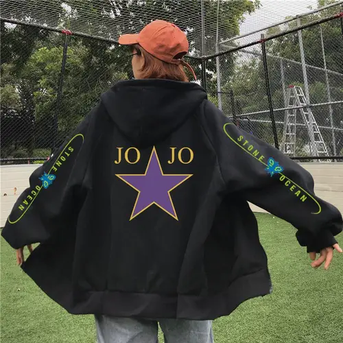 Imagen 2 del producto JOJO's Bizarre Adventure-Sudadera con capucha y estampado gráfico para hombre y mujer, chaqueta informal de gran tamaño, sudaderas de manga larga de lana