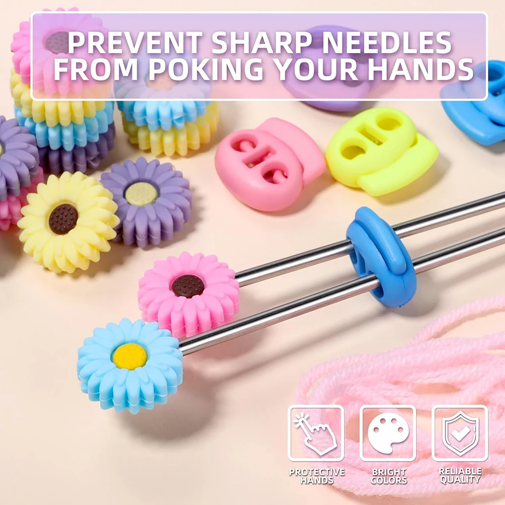 32PCS Knitting Needle Stoppers Colorful Knitting Needle Point Protectors Knitting Needle Caps for Hand Quilting Crocheting DIY