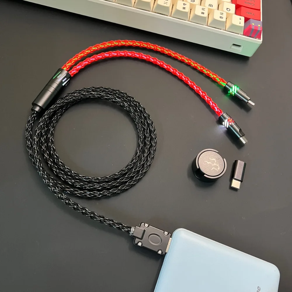 8k Magnetically Controlled Switch Lighting 1 in 2 Type-C Magnetic Axis Keyboard Cable Mechanical Keyboard Cable Usb to Type C