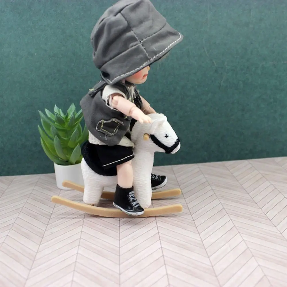 Dollhouse Micro Scene 1/12 Dollhouse Mini Trojan Horse Mini Funny Rocking Horse Chair Portable Simulation Decoration