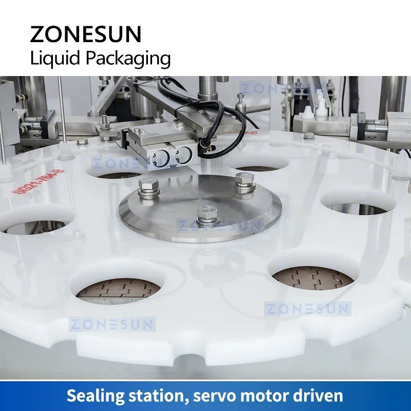 ZONESUN Macchina confezionatrice automatica per liquidi Gocce per oli essenziali Attrezzatura per il riempimento e il tappatura delle bottiglie Spliter per camme ZS-AFC450-2