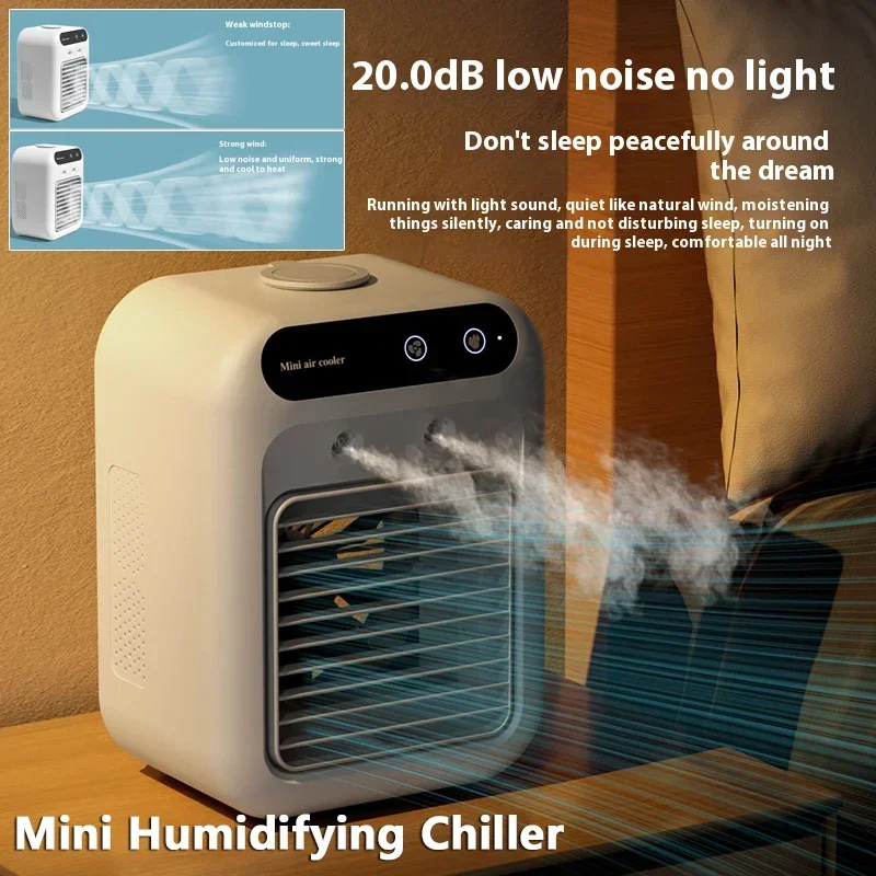 Mini aire acondicionado recargable, ventilador de refrigeración por agua portátil, humidificador, purificador, ventilador enfriador de aire de escritorio para escritorio de oficina