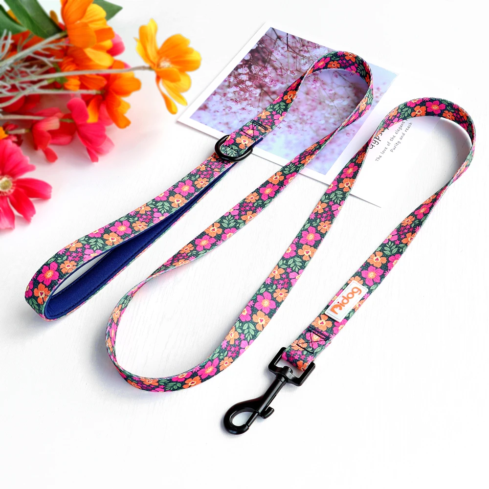 Printed Nylon Dog Collar Harness Leash Set Soft Breathable Pet Vest Harnesses Adjustable Pet Collars Leads For Small Medium Dogs