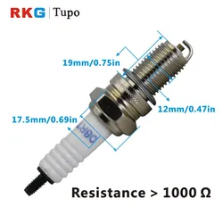 Tupo Candle Spark Plug Fit For NGK DR8EA  Autolite 4163  Denso IX24B X24ESR-U Champion 809 8809 Brisk BR12YC Torch D8RTC