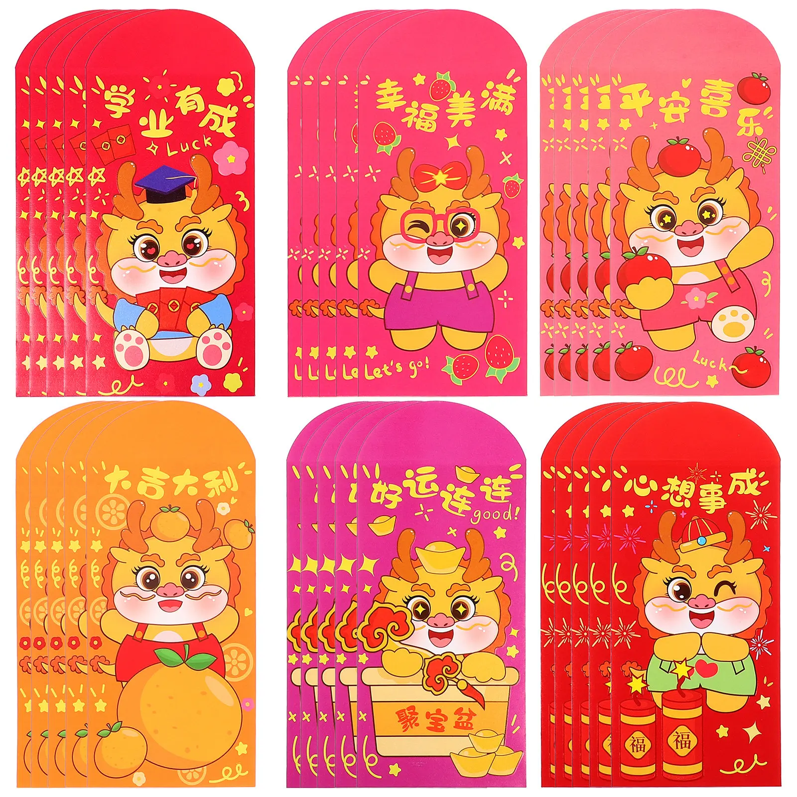 

30Pcs Red Envelopes Cartoon Dragon Pattern Money Pouches Chinese New Year Luck Money Bags Spring Festival Gift Packets 2024