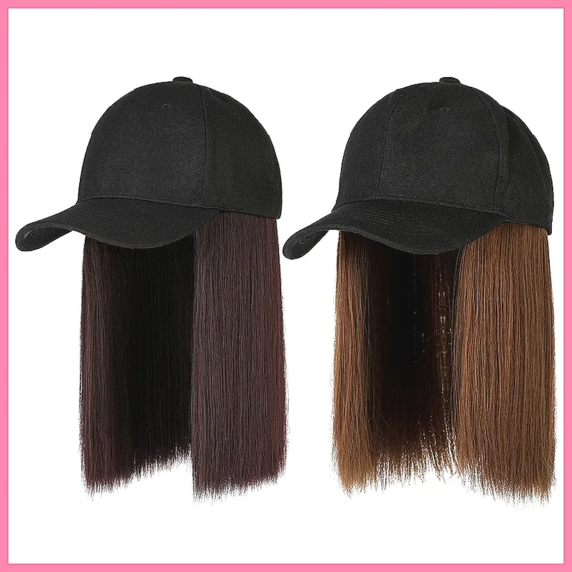 

Short Straight Bob Wig Cap for Women - Natural Look Integrated Hat Wig with Collarbone Length European & American Style Hair